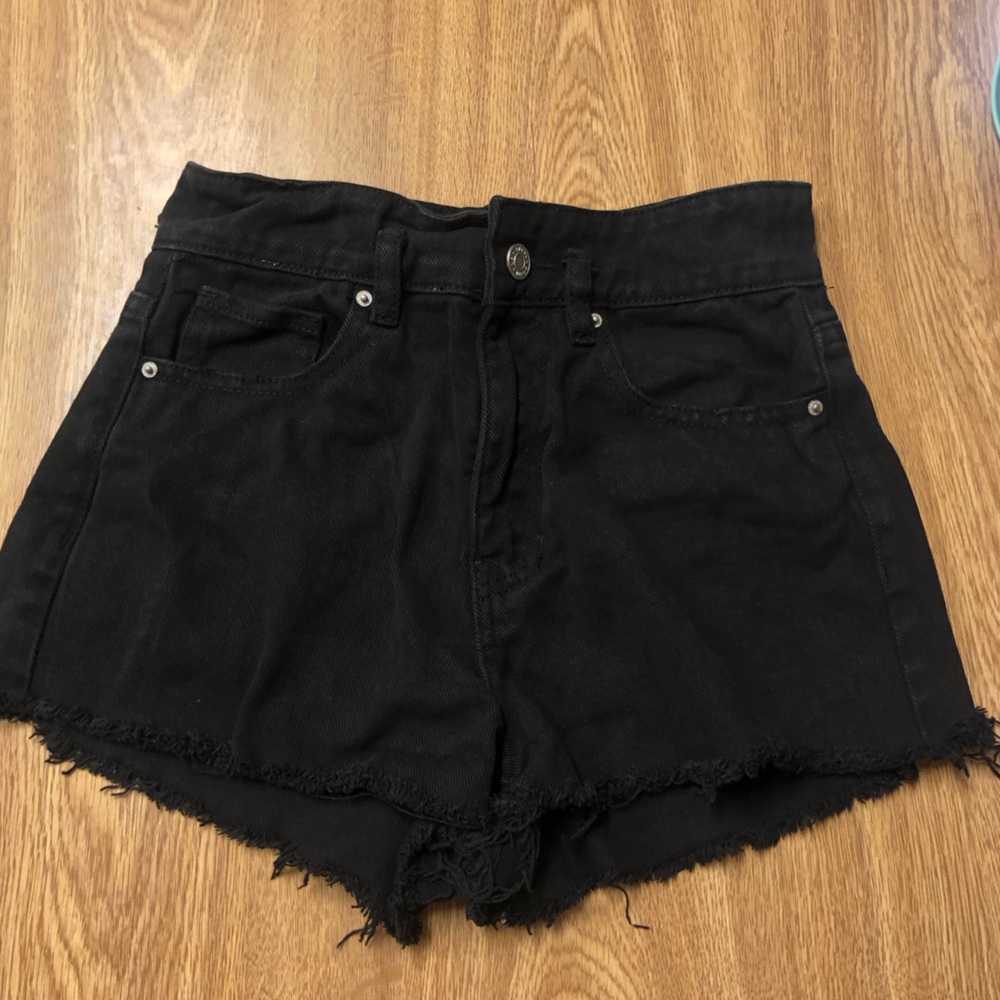 PacSun Eco Black High-Waisted Vintage Cutoff Distressed Denim Shorts